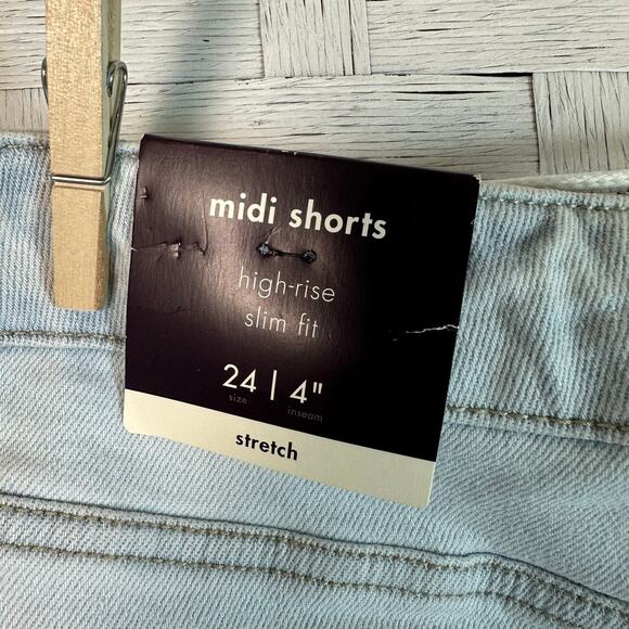 Ava & Viv Womens Shorts Cutoff high rise Midi Light Wash Pockets Western Plus Sz - Picture 6 of 13